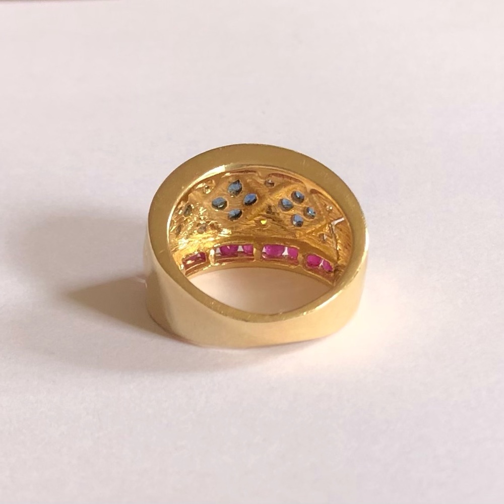 14k Diamond Sapphire Ruby Ring - image 7